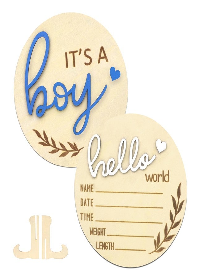 AINBIN Hello World Newborn Sign Boy, Gender Reveal Birth Announcement Sign, 2PCS Its a Boy and Hello World baby Welcome Board Wooden Name Announcement Plaque for Photo Props Baby Shower Hospital Nursery - Image 1